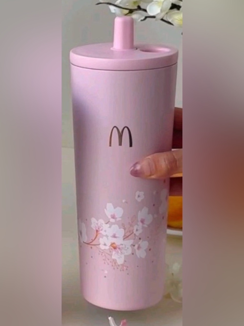 New McDonald’s Japanese Cherry blossom collection tumbler in Sakura pink